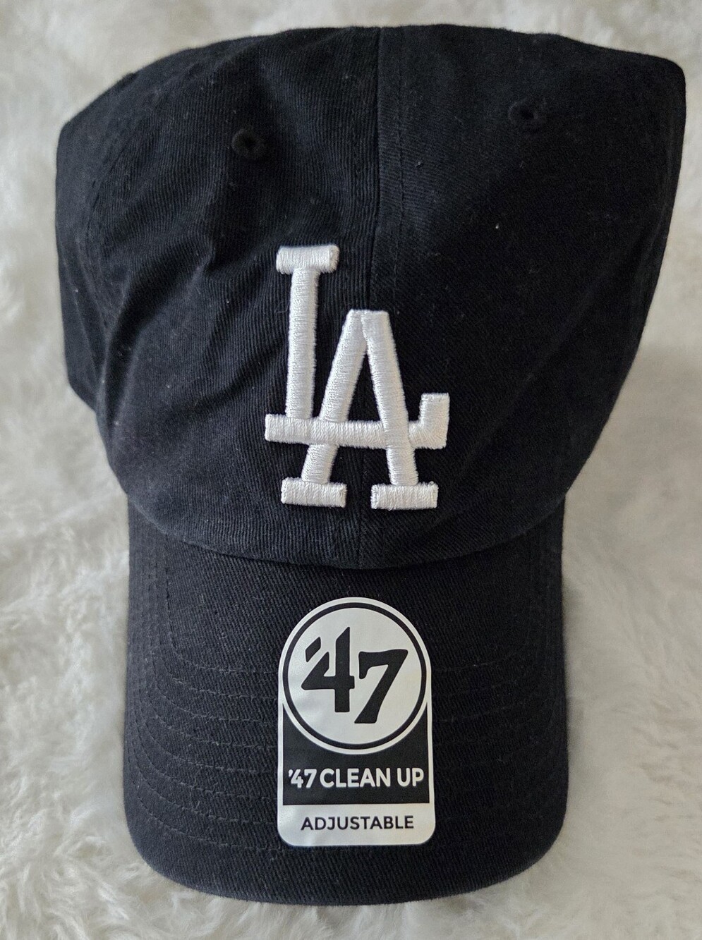 47 Los Angeles Dodgers Black Hat with White LA Logo